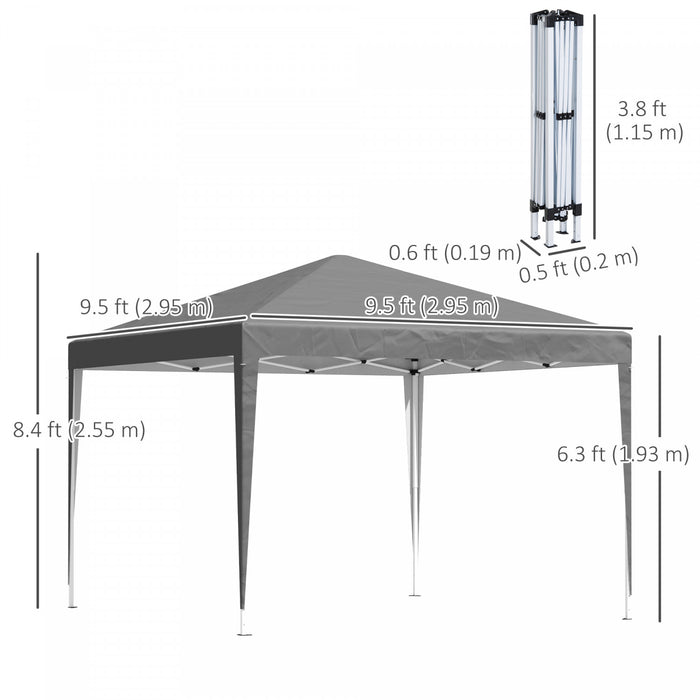 Outsunny Tente Pliable 10x10' Gazebo Exterieur Avec Sac De Transport, Gris