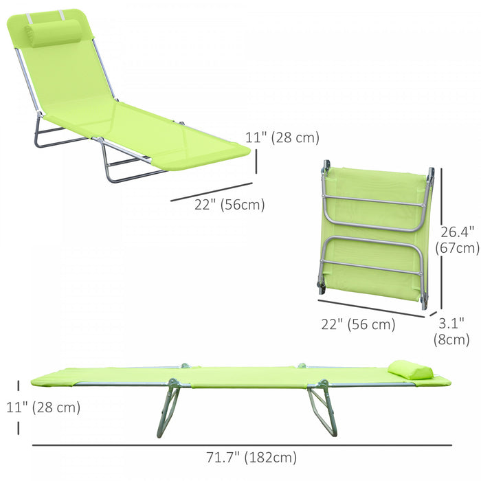 Chaise Longue D'exterieur Outsunny, Chaise Pliante Reglable Inclinable, Verte