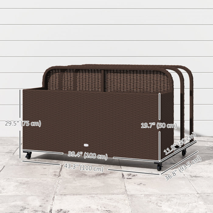 Outsunny Organisateur De Rangement Exterieur En Rotin Pour Piscine, Marron