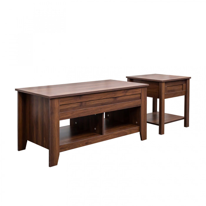 Table Basse à Plateau Surélevé et Table de Bout Brun Strauss, 2 Mrcx