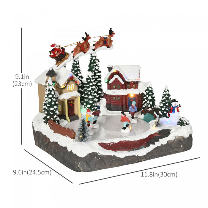 Homcom Village De Noel Etang Patinoire Du Pere Noel Et Cerfs