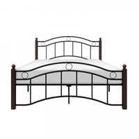  Lit Double Jessica, Métal Noir et Poteaux Bruns