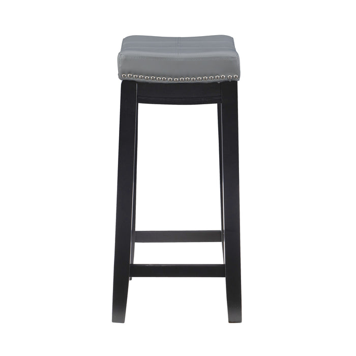 Tabouret Claridge de hauteur comptoir en similicuir et sans dossier - gris