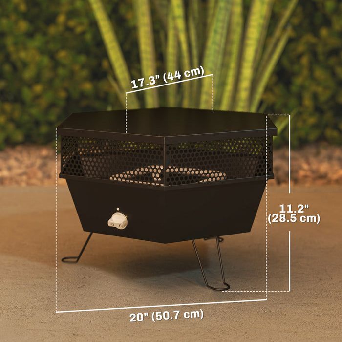 Outsunny Brasero exterieur pliable au propane avec couvercle, noir