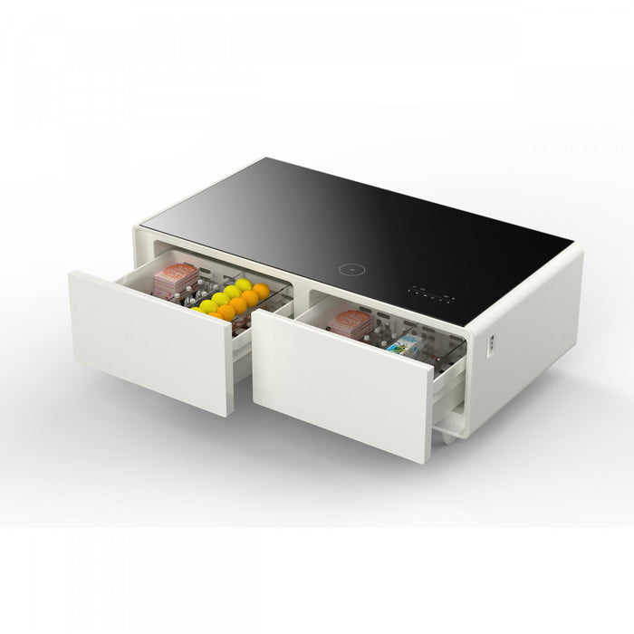 Table basse intelligente Evoluto Tavolo blanche 51 po– Doubles tiroirs refrigeres-FCTFR7006-51WHT