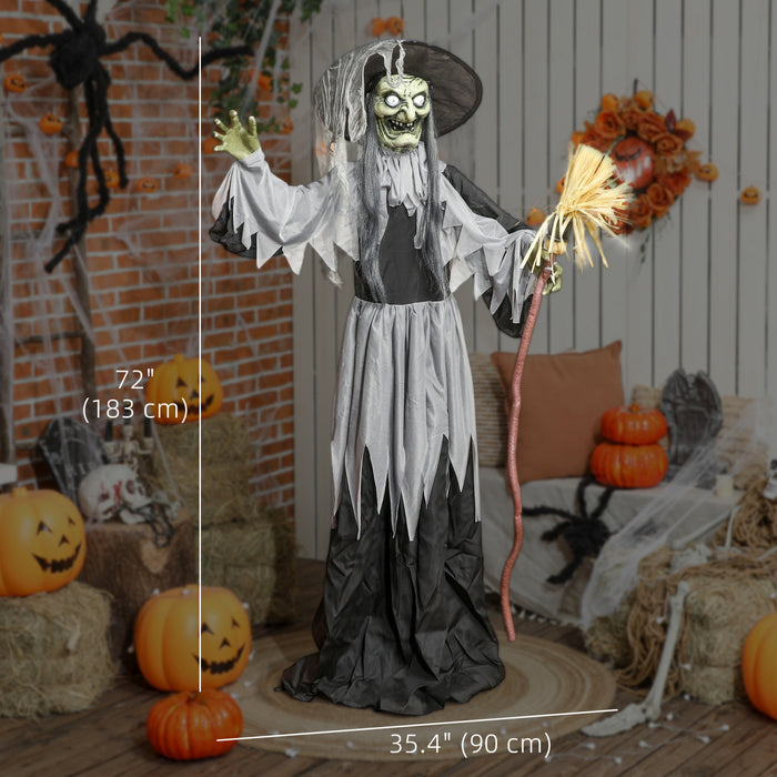 Outsunny Decoration D'halloween Animee, Sorciere Animatronique, Noir