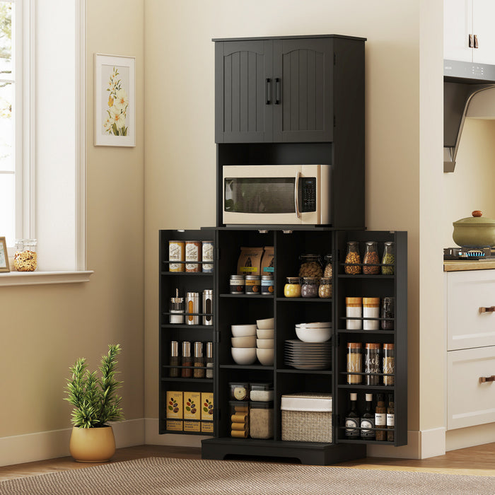 HOMCOM Armoire de garde-manger, placard de cuisine, etageres a epices, Noir