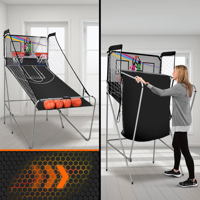 Costway Jeu De Basketball Arcade Panier Compteur Basketball Panier De Basketball Arcade Blanc Et Noir 202 X 107 X 205 Cm En Acier