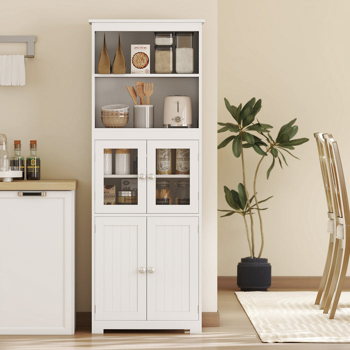HOMCOM Garde-Manger Cuisine 160cm Armoire Aliments Blanc