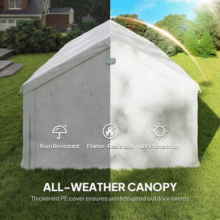 Outsunny Chapiteau 6 x 4 m, Tente de Reception Robuste avec Fenetres, Blanc