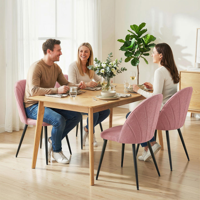HOMCOM Ensemble de 4 Chaises de Cuisine avec Pieds en Metal, Rose