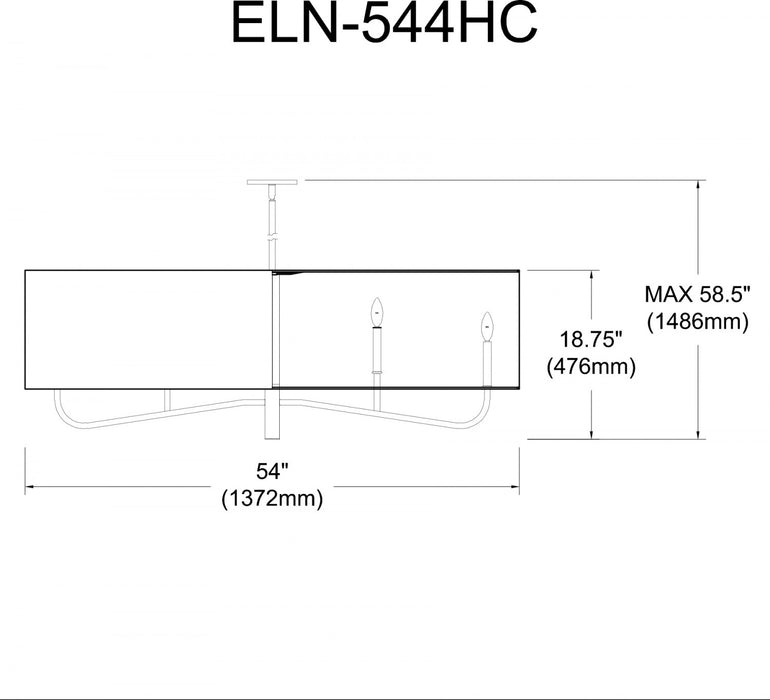 Lustre horizontal Eleanor de Dainolite avec abat-jour noir et blanc, fini noir mat et 4 ampoules