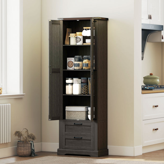 HOMCOM Meuble de rangement de cuisine de 71 po, armoire de cuisine, noir