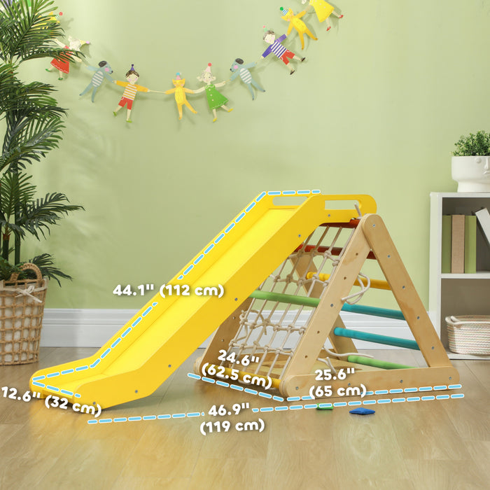 Qaba Ensemble D'escalde Triangulaire 5 En 1, Jouets D'escalade Pour Tout-petits, Ensemble D'escalade, Avec Toboggan, Sacs De Sable, Pour 18 A 48 Mois, Multicolore