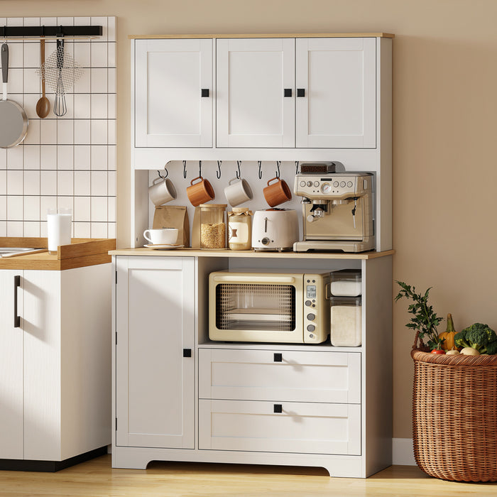 HOMCOM Meuble de rangement de cuisine de 64 po, buffet de cuisine, blanc