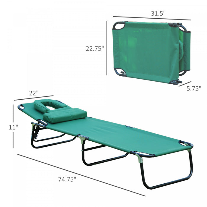 Chaise Longue Pliante D'exterieur Outsunny, Verte