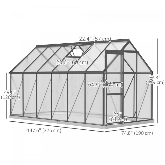 Outsunny Serre Exterieure En Polycarbonate 6' X 12' X 6,5'