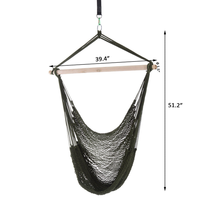 Outsunny Portable Suspendu Tisse Hamac Siege Corde Balancoire Chaise Lit De Couchage Pour Jardin Jardin En Plein Air Camping (vert Armee, Nylon)