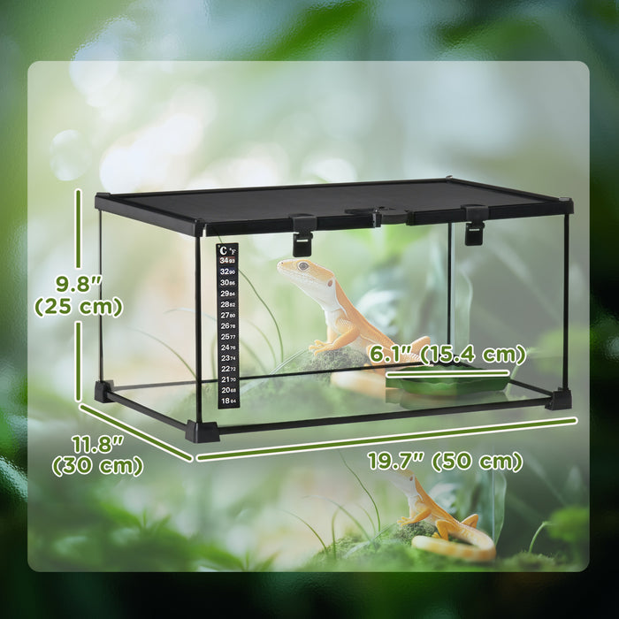 Terrarium De Reptiles En Verre Avec Thermometre Bassin D'eau