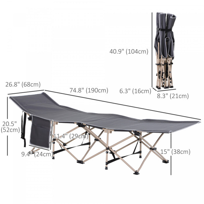 Lit De Camping Pliant Outsunny, Lit De Couchage Portable Pour Les Voyages, Gris