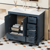 Derek 36 Inch Modern Bathroom Vanity with Ceramic Sink & Multi Storage, Blue | Meuble de salle de bain moderne Derek 36 pouces avec lavabo ceramique et rangement multiple, bleu