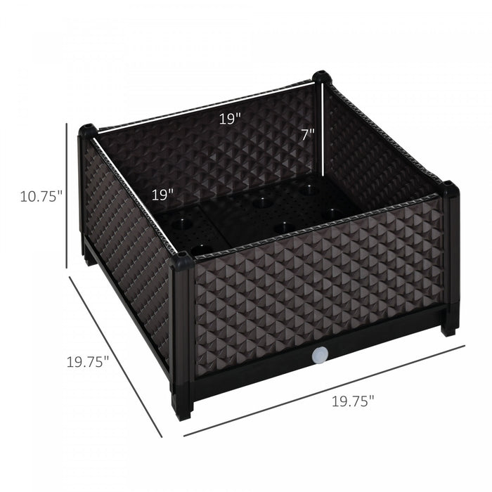 Outsunny Jardiniere Sur Pieds Carre Potager Insert D'irrigation Inclus Plastique Brun