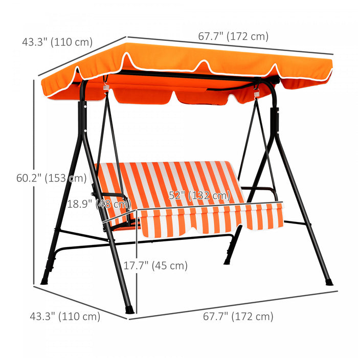 Outsunny Balancoire De Patio 3 Places Avec Auvent Reglable, Orange