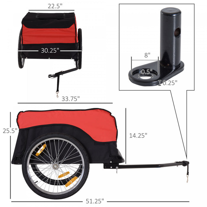 Aosom Bike Cargo Trailer Velo Porte-bagages Chariot Avec Couvercle Noir Rouge