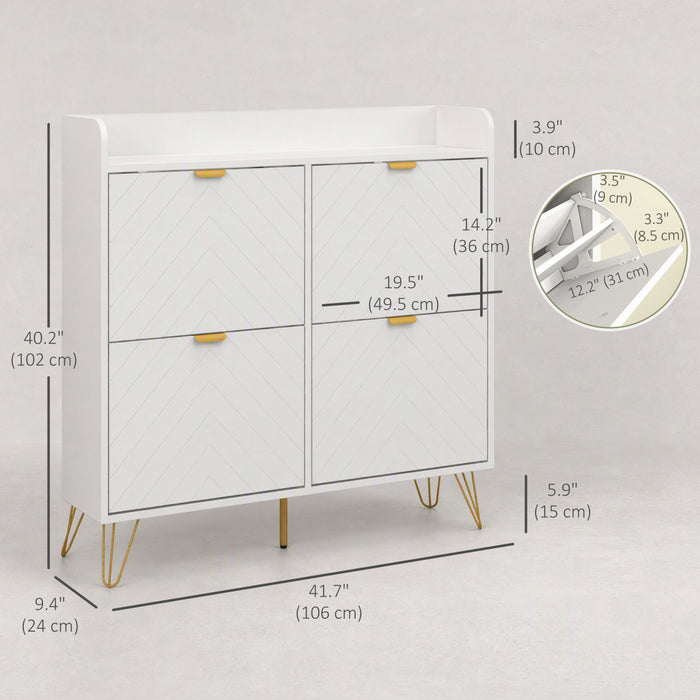 HOMCOM Armoire de rangement pour chaussures avec 4 tiroirs rabattables