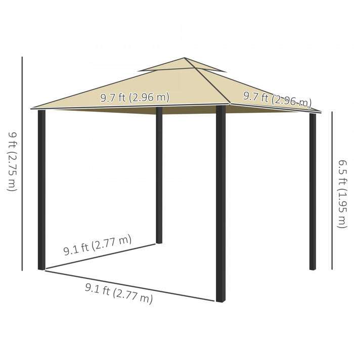 Outsunny Gazebo De Patio De 10'x10' Avec Parois Laterales En Maille, Beige