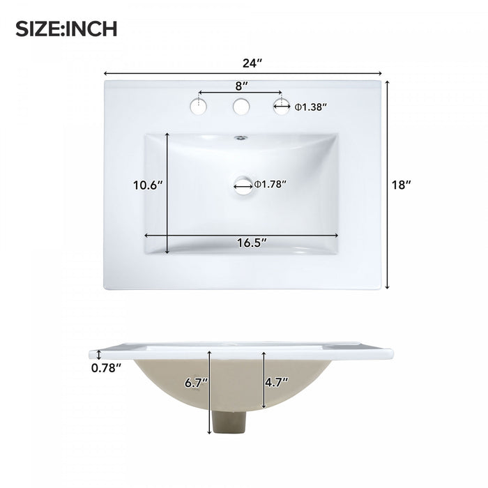 Olivia Meuble-lavabo Gain De Place 24\" Avec Rangement Et Structure En Bois Massif - Blanc