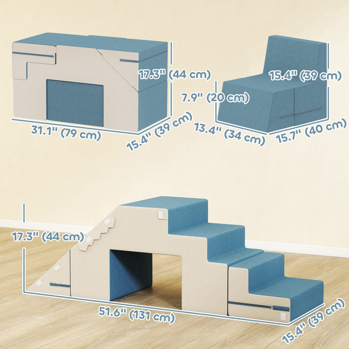 Qaba Blocs D'escalade En Mousse Pour Tout-petits, 2 Pieces, Bleu