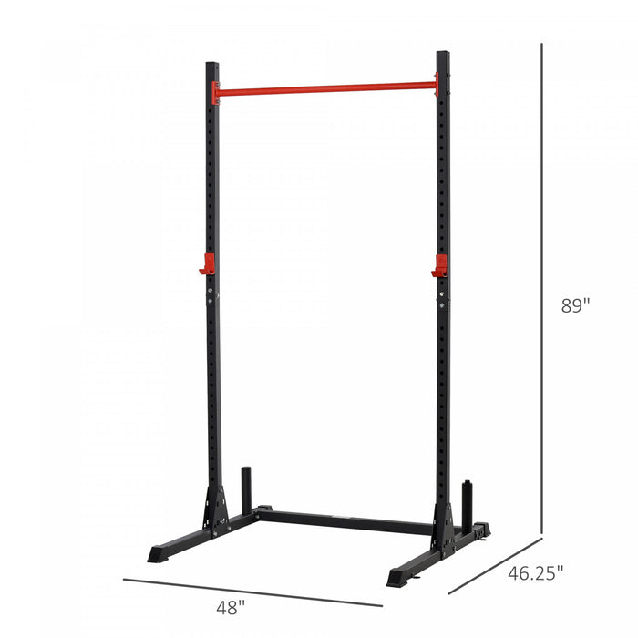 Soozier Reglable Barbell Power Rack Squat Stand Musculation Fitness Pull Up Poids Cage Gym A Domicile Noir