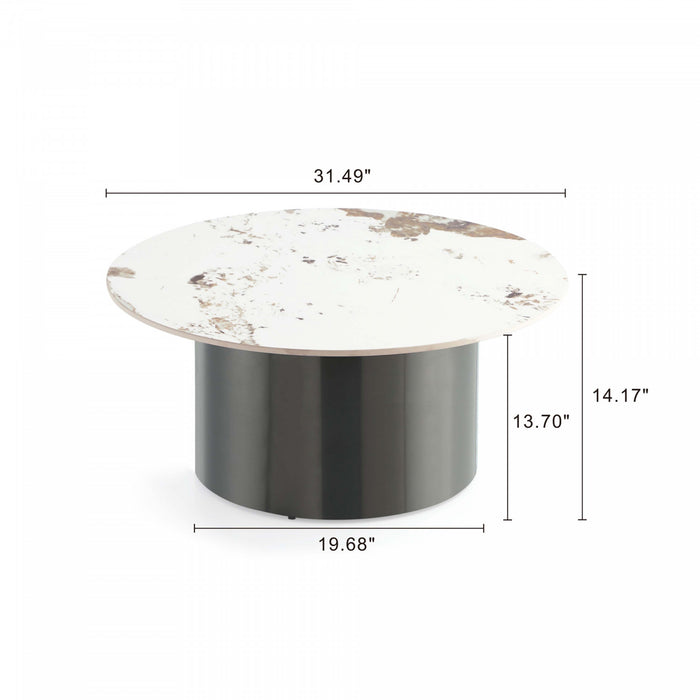 Ensemble moderne et glamour Alondra de 2 tables : table basse et table d’appoint, coloris noir
