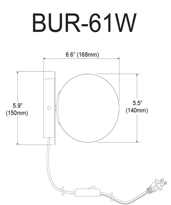 Lampe murale Burlat de Dainolite en verre blanc, avec fini noir mat et 1 ampoule