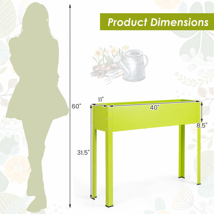Costway 40\" Lit De Jardin Eleve Avec Les Jambes Boite De Planteur En Metal Elevee Trou De Drainage Cour Arriere Vert