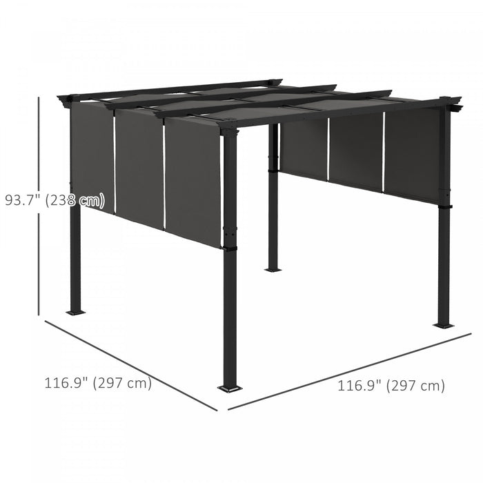 Outsunny Pergola En Metal 10' X 10' Avec Auvent Retractable Pour Patio