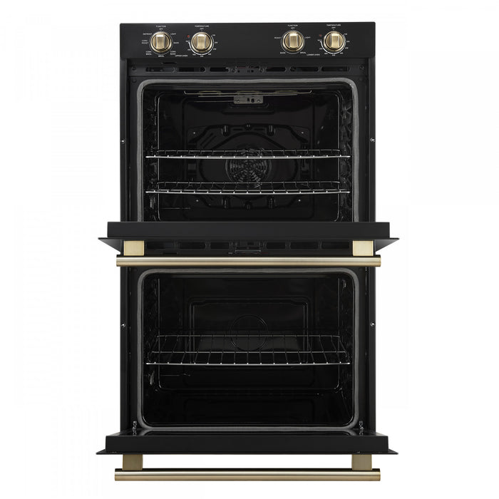 Four double mural electrique Vomero 30 pouces en noir, four a convection de 5 pi³ - FBOEL1324-30BLK