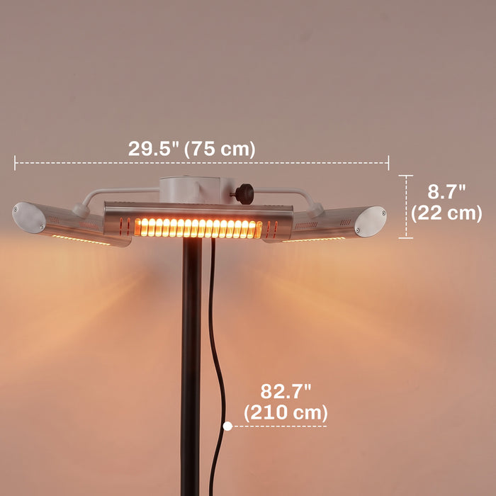 Outsunny Chauffe-terrasse electrique avec 3 panneaux chauffants argent