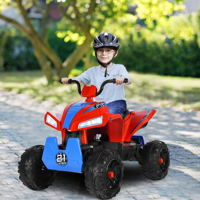 Costway Kids Ride On Atv 4 Wheeler Quad Spring Suspension W / Lights&music Rouge