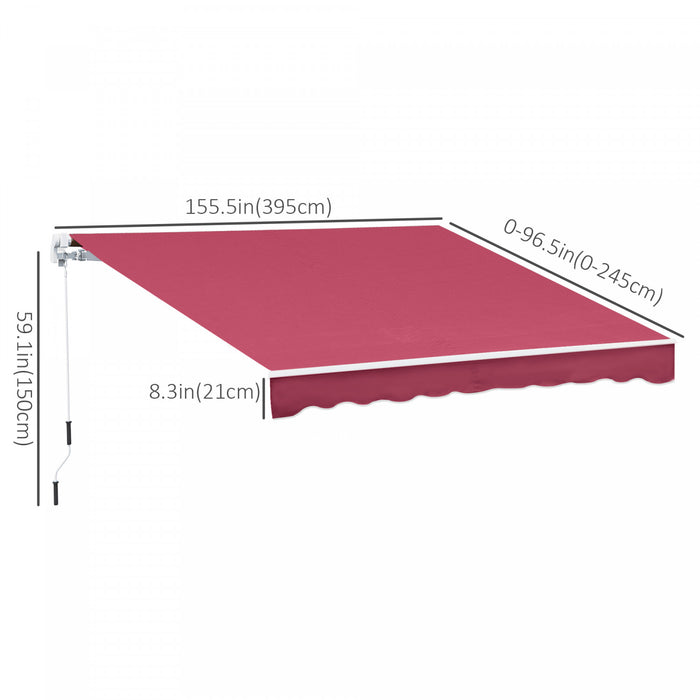 Store Banne Manuel Retractable Alu. Polyester Impermeabilise Haute Densite 4 X 2,5 M Bordeaux