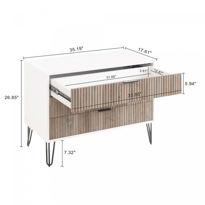 Ensemble moderne Dumbo 2 pieces avec commode, gris rustique et blanc
