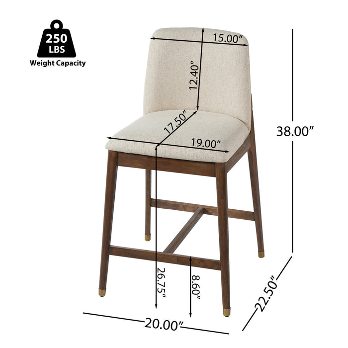 Clara – Lot de 2 tabourets de bar en bois d’hevea, finition noyer