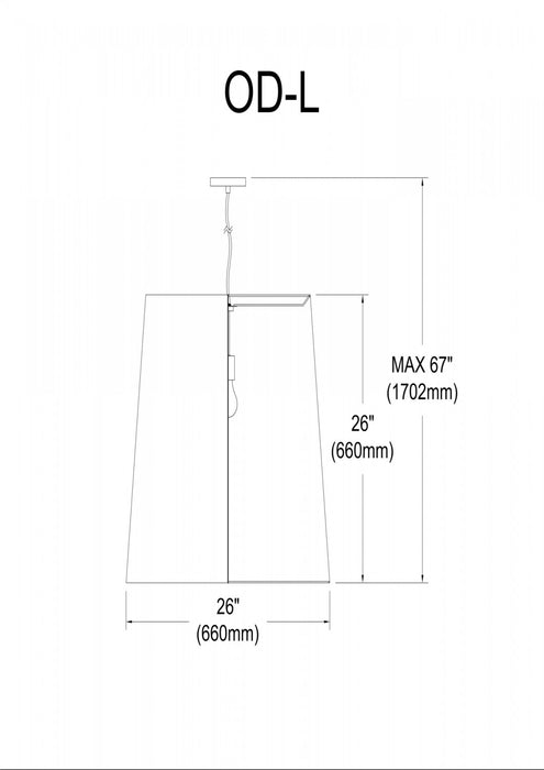 Grand luminaire suspendu de Dainolite avec très grand abat-jour cylindrique blanc et argenté, et 1 ampoule