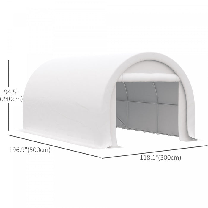 Outsunnytente De Stockage 16' X 10' Abri De Voiture Anti-uv Portable Blanc