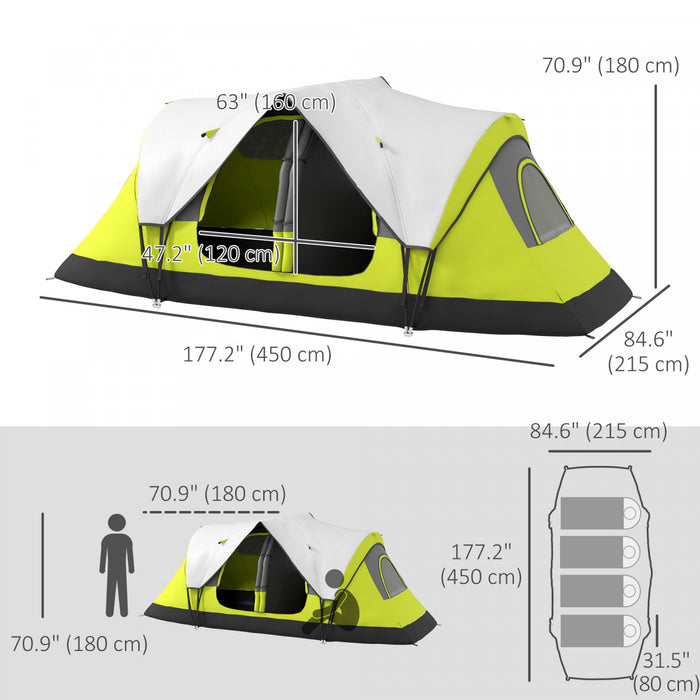 Outsunny Tente De Camping, Tente Pour 6 A 8 Personnes Avec 2 Chambres