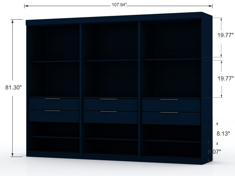 Armoire contemporaine moderne Mulberry 36\" en bleu minuit - Ensemble de 3