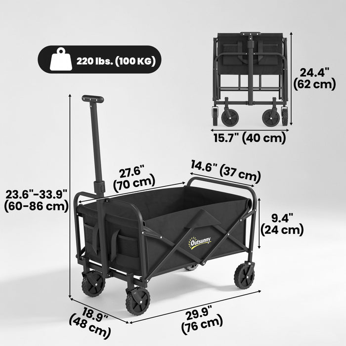 Outsunny Chariot pliable pliable, chariot de jardin utilitaire, noir