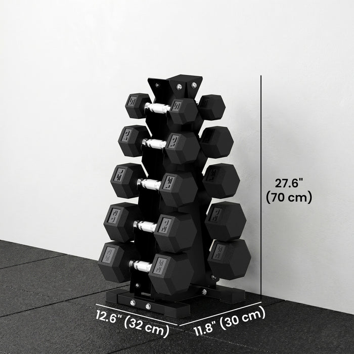 Soozier Set d’Halteres Hexagonaux 68 kg avec Rack Vertical pour domicile