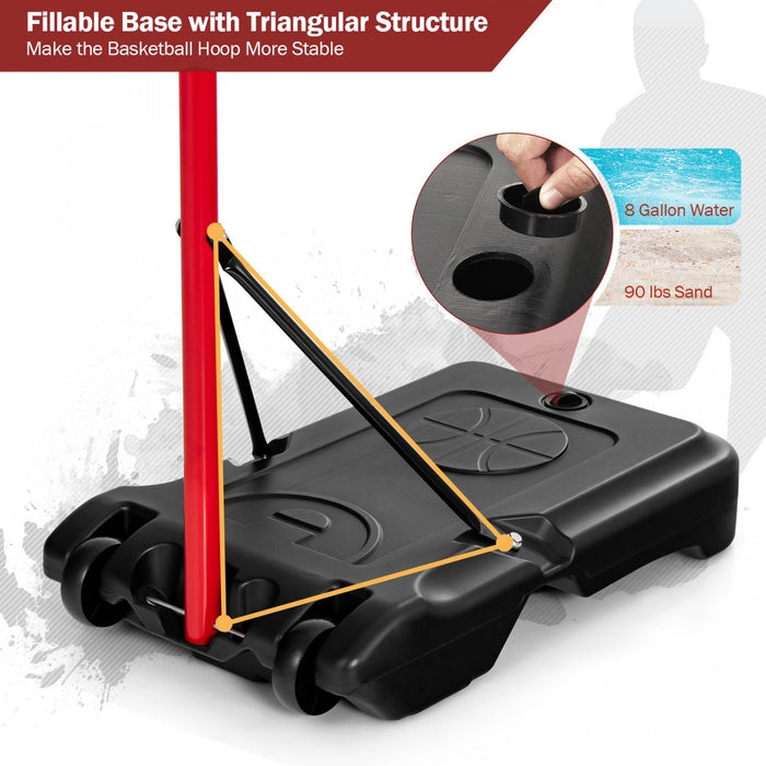 Base Et Panier De Basketball Reglable En Hauteur Costway, Support De Basketball Portable Avec 2 Roues, Base Remplissable, Filet En Nylon Resistant Aux Intemperies
